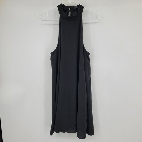NWT Lulus Black Halter Neck Keyhole Cutout Back Swing Basic Dress Large - Picture 1 of 10